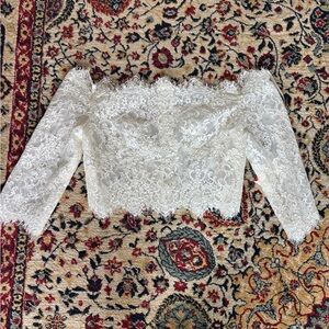 NWT Isabella Margianu White Lace Bridal Dress Topper Sz 10 Covered Button Back